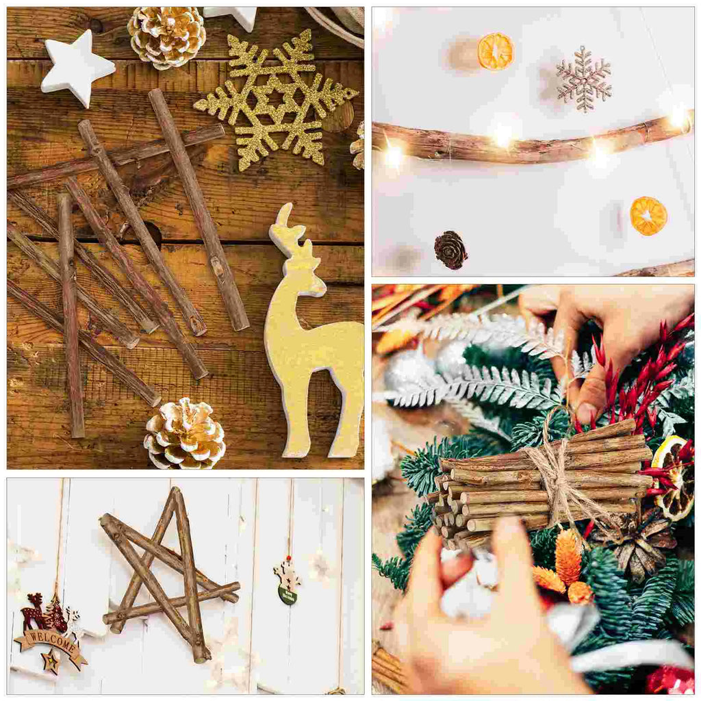 50 Pcs DIY Wooden Stick Natural Sticks Bulk Stickers Mini Long Branches for Crafts Log Decorations Child House Accessories Home
