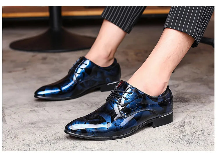 Office Men Dress Shoes Floral Pattern Men Formal Shoes Leather Luxury Fashion Groom Wedding Shoes Men Oxford Shoes Dress 37-50