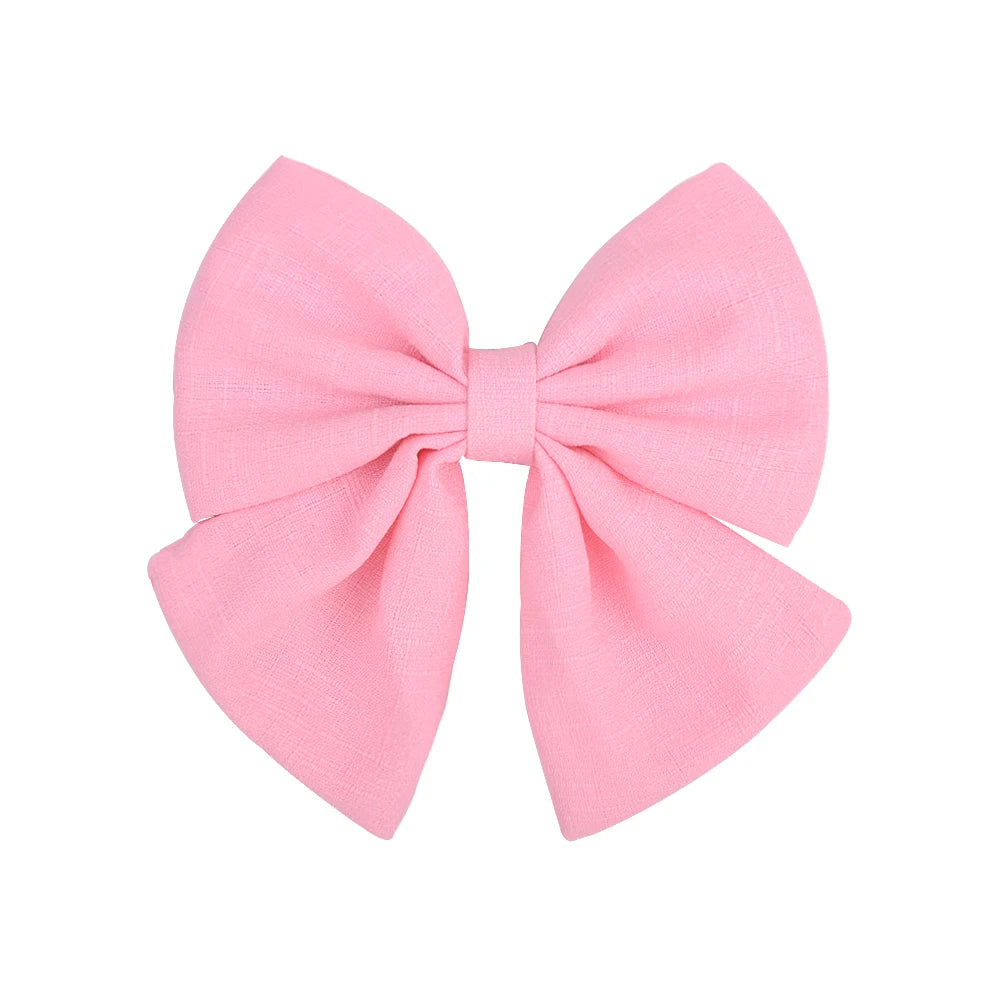 1Pcs Solid Color Cotton Hair Bows With Clip For Children Girls Handmade Hairpins Barrettes Headwear Kids Hair Accessories Gifts