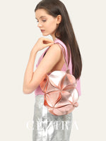 Load image into Gallery viewer, CEZIRA Women Fashion Niche Design Bucket Shoulder Bag PU Vegan Leather Cute Petal Patchwork Drawstring Cross Body Handbag Purses
