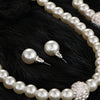 Womens Bride Wedding Jewelry Set Rhinestone Faux Pearl Necklace Bracelet Earring