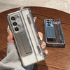 Case For Samsung Galaxy Z Fold 6 5 4 3 Z Fold4 5G Case One-Piece Plating Transparent Case With Stand And Screen Protector Luxury