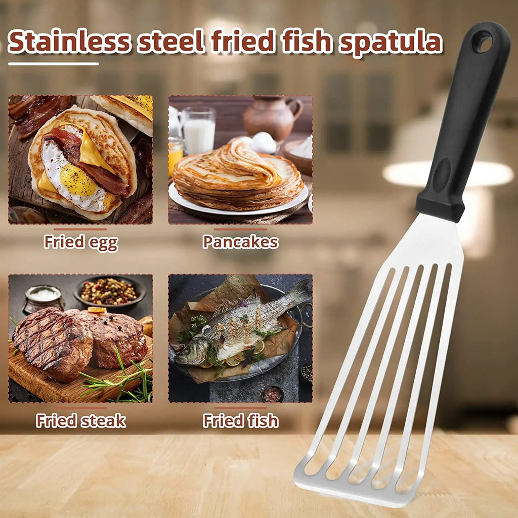 Kitchen Frying Spatula Non-slip Stainless Steel Slotted Turner & Fish Spatula Leaky Shovel Fish Slice Kitchen accessories