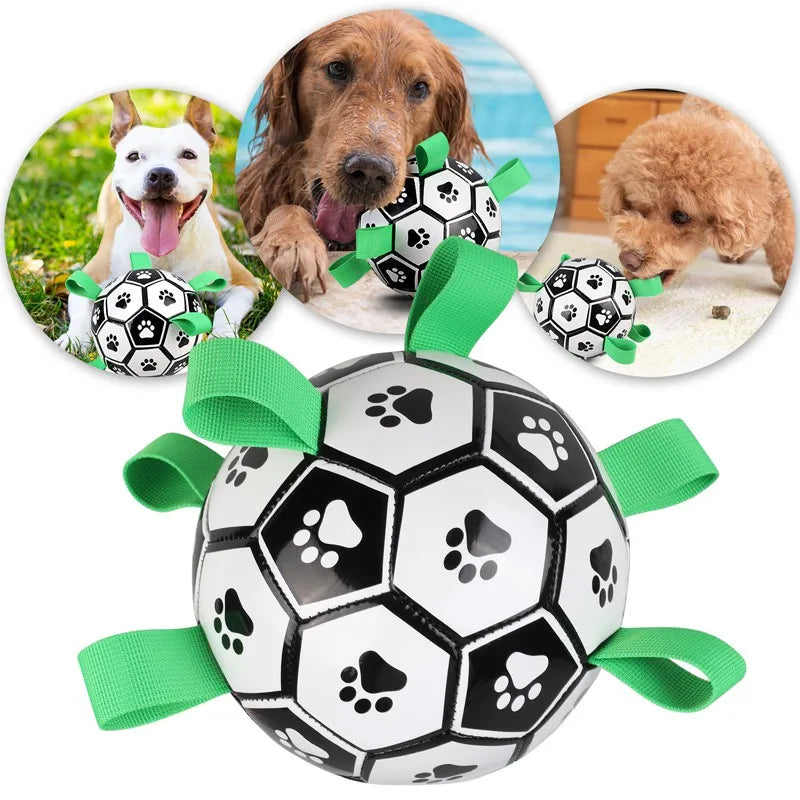 Dog Toys Interactive Pet Football Toys with Grab Tabs Dog Paw Outdoor Training Soccer Balls Pet Bite Chew Toys Dog Accessories