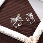 Load image into Gallery viewer, FAMSHIN New Simple Stereoscopic Butterfly Crystal Rings For Women Silver Color Open Adjustable Rings Punk Girls Jewlery Gift
