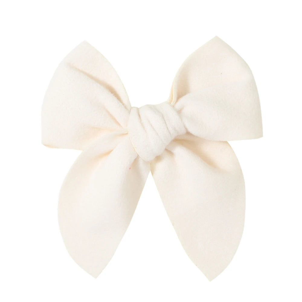 20Colors 5Inch Solid Cotton Bow With Safety Hairpin For Girl Hair Bows Handmade Bowknot Hair Clip Headwear Kids Hair Accessories