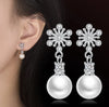 Moonso Luxury Snowflakes Simulated Pearl  Earrings for Women Anniversary Gift Jewelry Wholesale E6636