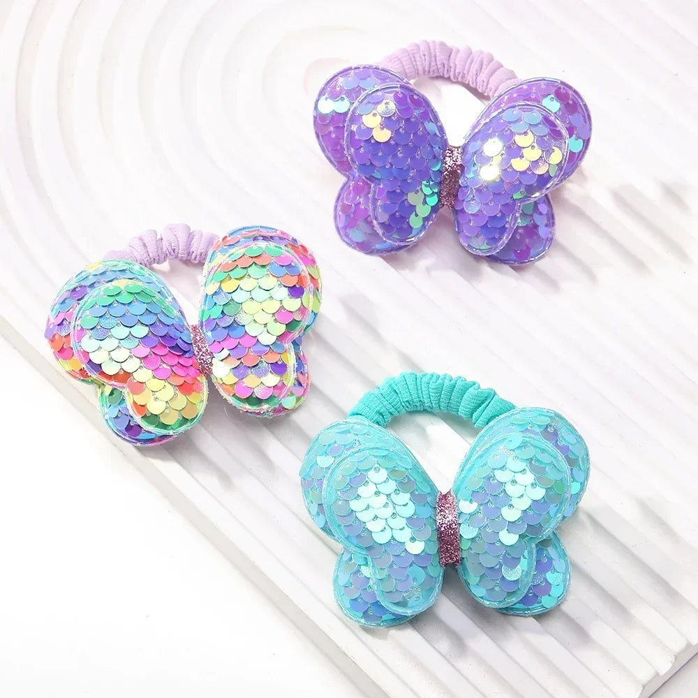 2Pcs/lot Lovley Flower  Ponytail Elastic Hair Bands for Girl Children Hair Ties Cartoon Kids Hair Accessories Baby Headwear