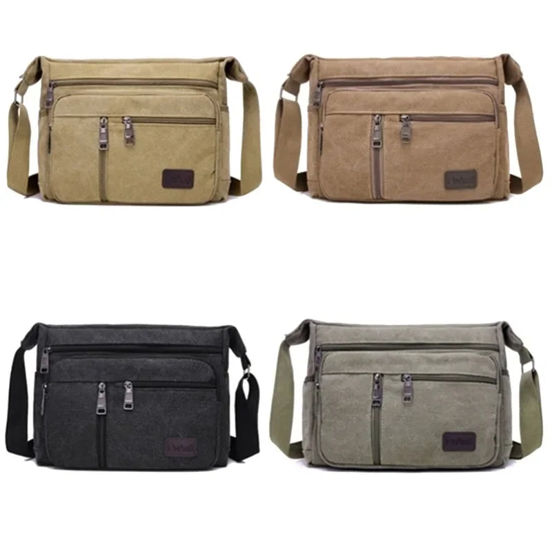 Casual Retro Business Bag High Capacity Canvas Outdoor Simple Version Shoulder Diagonal Package Men Crossbody