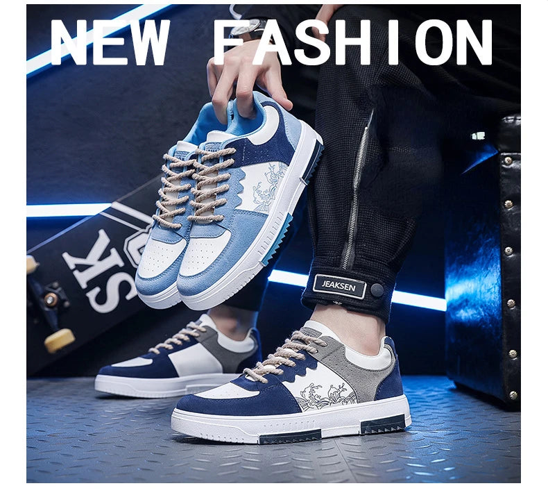 2023Men's Sneakers Flat Student Shoes Breathable Fashion Lace-Up Sneakers Men's Comfort Sports Jogging Shoes Zapatillas Hombre