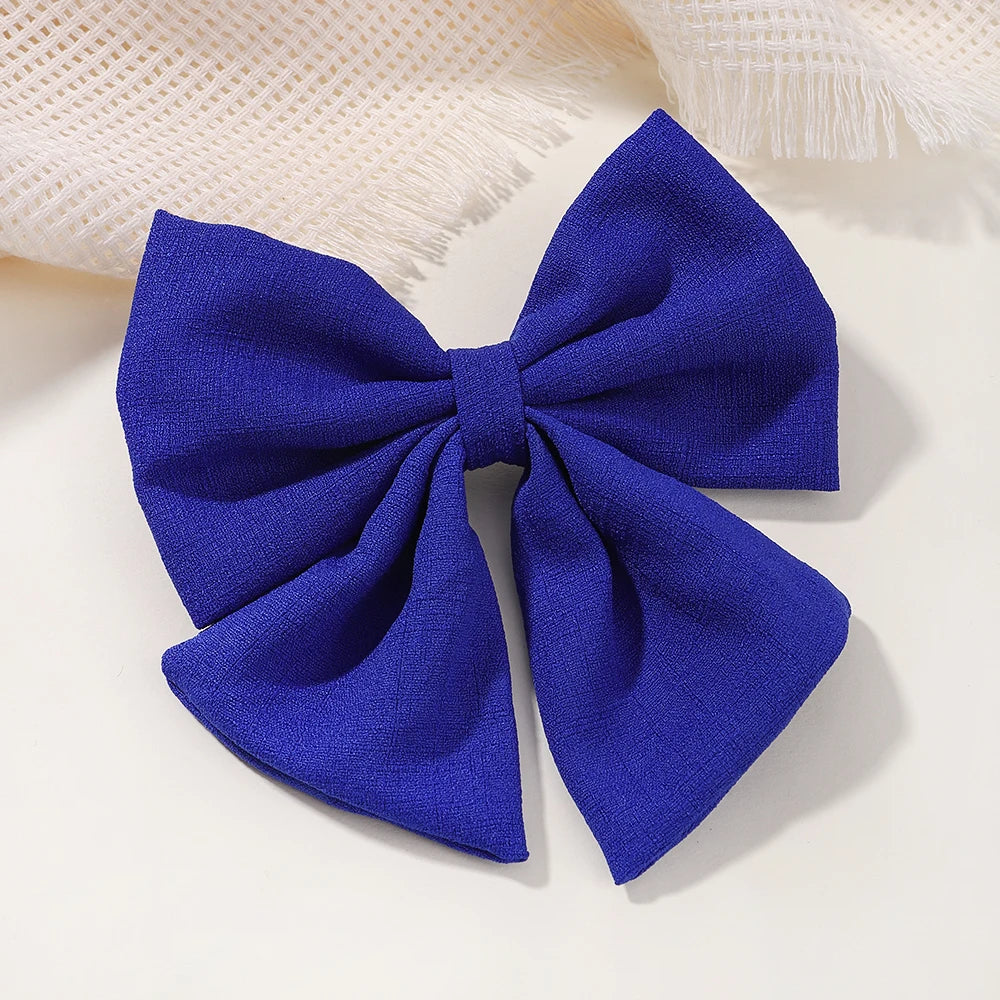 1Pcs Solid Color Cotton Hair Bows With Clip For Children Girls Handmade Hairpins Barrettes Headwear Kids Hair Accessories Gifts