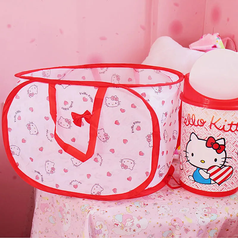 Hello Kitty Foldable Laundry Basket Storage Bag Dirty Clothes Laundry Hamper Cute Sanrio portable Toy Organizer Bag Collapsible