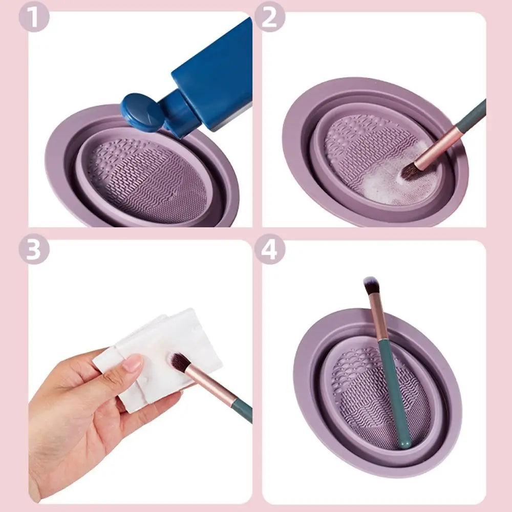 Silicone Makeup Brush Cleaning Bowl Foldable Cosmetic Brush Cleaner Makeup Brush Cleaning Mat Cosmetic Holder Beauty