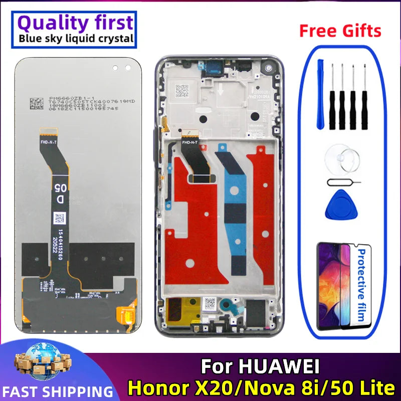 For Huawei Honor X20 50 Lite Nova 8i LCD Original With frame Mobile Phone Display Touch Screen Digitizer Assembly Replacement