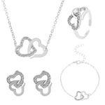 Load image into Gallery viewer, Fashionable New Silver Color Double Love Jewelry Set for Women's Birthday Party and Banquet Gift Accessories
