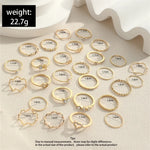 Load image into Gallery viewer, Fashion Simple Wave Joint Rings Set For Women Crystal Heart Shape Gold Silver Color Ring Female Party Jewelry

