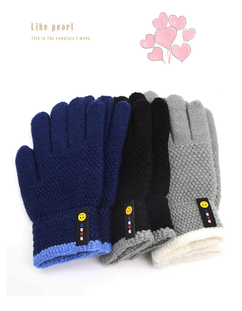 6-10 Years Old New Fashion Kids Thick Knitted Gloves Warm Winter Gloves Children Stretch Mittens Boy Girl Infant Accessories