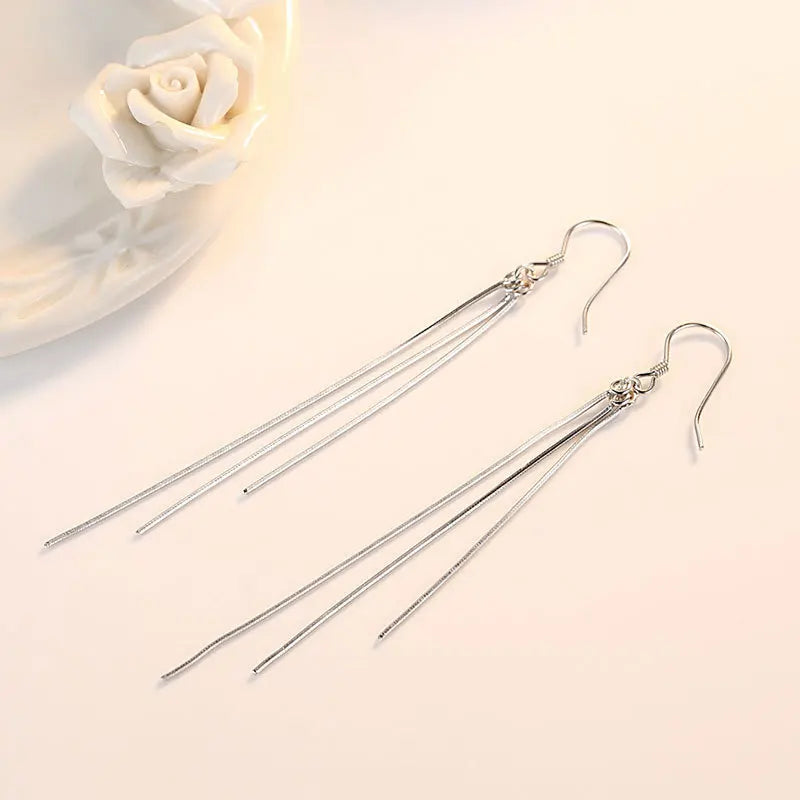 Fanqieliu 925 Silver Needle New Woman's Fashion Jewelry Long Multi Piece Chain Drop Earrings FQL23533