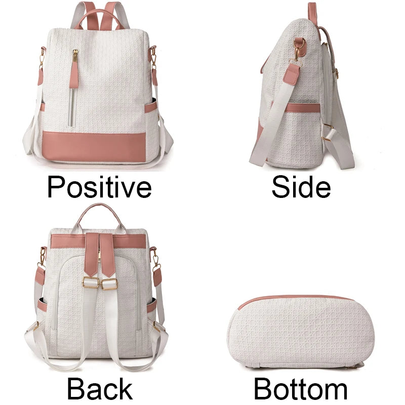 Fashion Backpack Waterproof Backpack For Women Quality School Bags Female Solid Color Travel Small Bag Female Multi-Function Bag