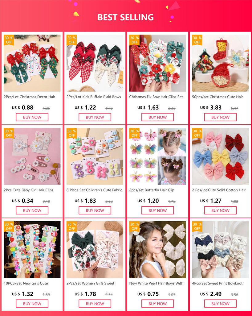 4Pcs/Set Baby Girls Christmas Snowman Bows Hair Clips for Kids Funny Ribbon Bowknot Hairpin Headwear Hair Accessories Gifts