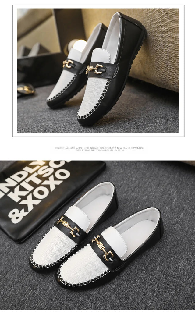 Men's Loafers Comfortable Flat Casual Shoes Breathable Slip-On Soft Cow Leather Driving Shoes Moccasins Hombre Men Shoes White