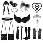 Load image into Gallery viewer, Wednesday Addams Accessories Girls Carnival Costumes Necklaces Hair Accessories Gloves Bag Crowns for Kids Girl

