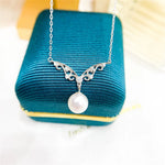 Load image into Gallery viewer, DIY Pearl Accessories S925 Pure Silver Set Chain Empty Support Fashion Pendant with Silver Chain Women's 8-12mm Round L036
