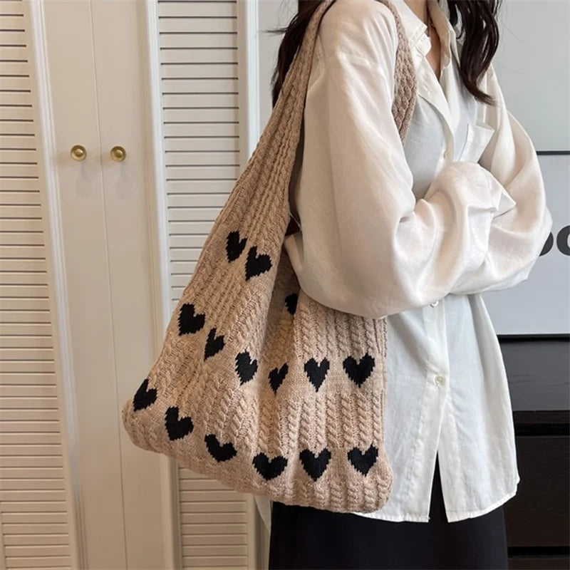 Knitted Handbags Female Large Capacity Totes Women's Shoulder Bag Summer Beach Bag Purses Casual Hollow Woven Shopping