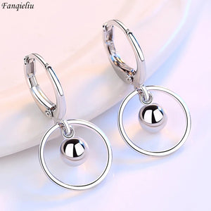 Fanqieliu 925 Silver Needle Lady's New Jewelry Round Drop Earrings FQL23580