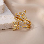 Load image into Gallery viewer, Butterfly Zircon Stainless Steel Rings For Women Trendy Crystal Couple Finger Ring Wedding Jewelry Valentine's Love Gift anillos
