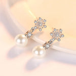 Load image into Gallery viewer, Moonso Luxury Snowflakes Simulated Pearl  Earrings for Women Anniversary Gift Jewelry Wholesale E6636
