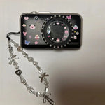 Load image into Gallery viewer, Korean Cute Ribbon Bow Love Heart Phone Chain Lanyard Charm Strap Silver Pendant For iPhone Samsung Phone Accessories Girl Gift
