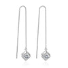 JewelryTop Elegant Fine 925 Sterling Silver Earrings Charms Cube Love Zirconia Sugar Drop  Chain Long Tassel