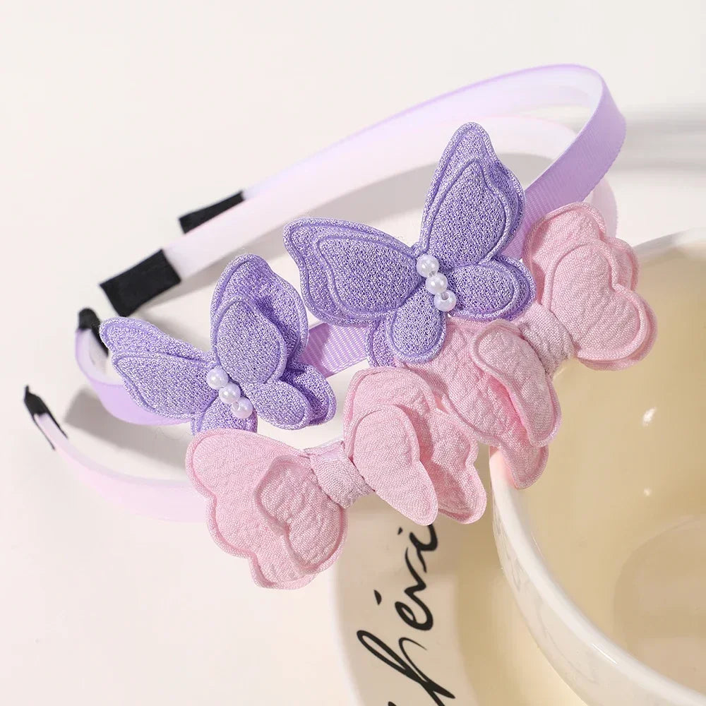 2Pcs/lot Butterfly Hair Bands Hair Hoop for Baby Girl Lovely Children's Headband Cute Bows Kids Headwear Hair Accessories Gift