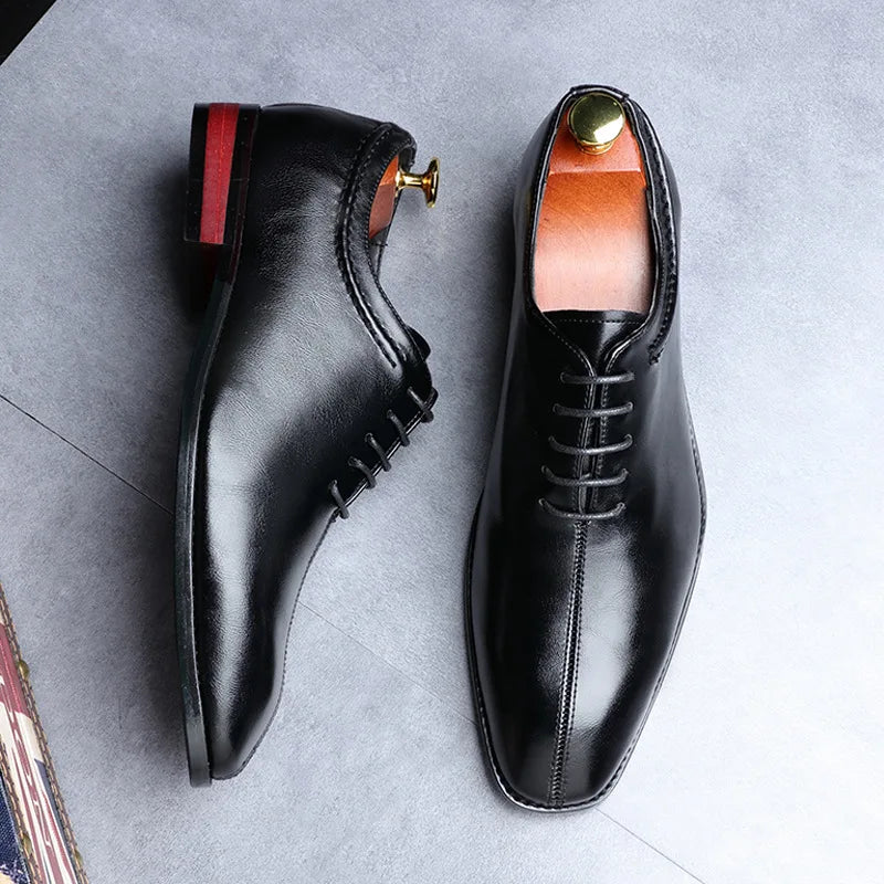 Men's Classic Retro Oxfords Shoe Mens Lace-up Business Dress Office Leather Shoes Men Fashion Wedding Party Flats