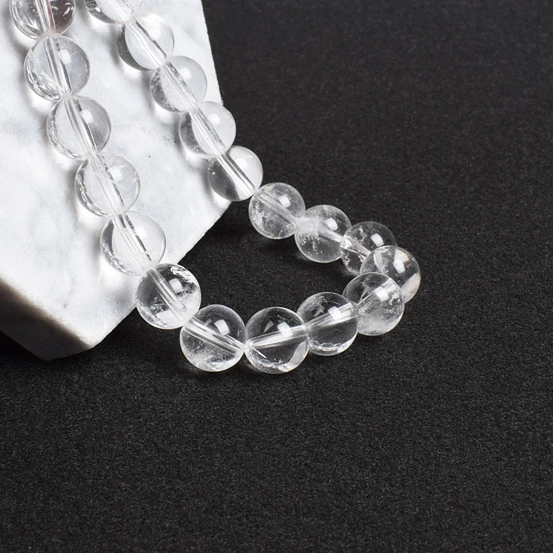 Natural Clear Quartzs Bracelet White Transparency Healing Crystal Energy Stone Boho Reiki Gem Stone Beads Simple Yoga Jewelry