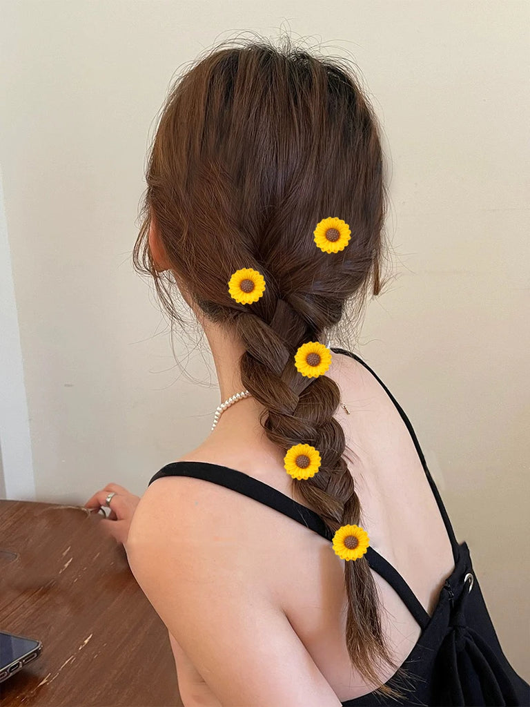 AWAYTR 5Pcs/Set Sweet Plumeria Hairpin Hair Clips For Kids Girls Flower Hairpins Mini Hair Clips Duckbill Clip Hair Accessories
