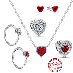 Hot Selling Love Beads Necklace Set Ring Earrings Fit Original Pandora Bracelet Women Luxury Charm Jewelry Gift