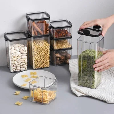 Airtight Plastic Food Storage Box, Cereal Candy Dry Jar with Lid, Refrigerator Storage Jar, Household Items, Kitchen Organizer