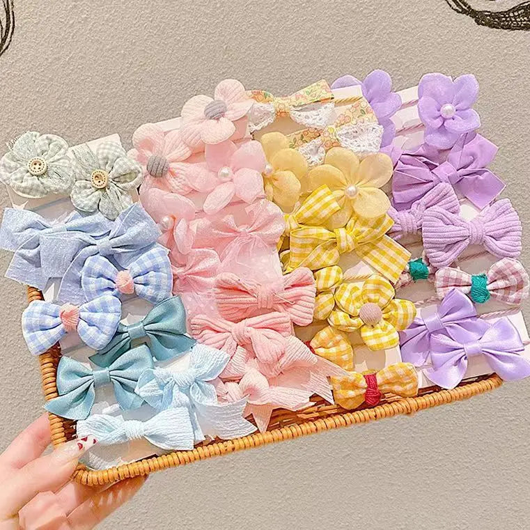 10Pcs/Set Big Bow Flower Elastic Hairbands Children Girls Sweet Hair Ties Fashion Headbands Hair Accessories Rubber Band For Kid