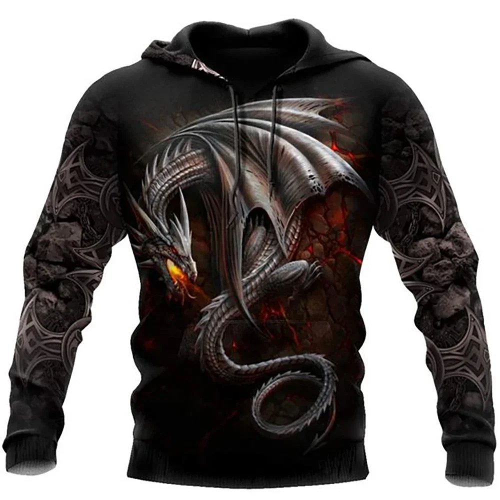 Black White Tattoo Dragon 3D Printed Men Hooded Hoodies Lion King Sweatshirt Unisex Streetwear Pullover Casual Jacket Tracksuits