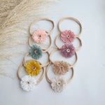 Load image into Gallery viewer, 1.6in Woolen Flowers Baby Girls Nylon Headbands Handmade Kid Elastic Hairbands Children Hair Accessories Vintage Toddler Winter
