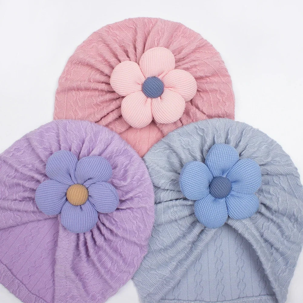 1PCS Antumn Winter Warm Flower Baby Girls Hat Newborn Beanie Kids Toddler Infant Turban Caps Hair Accessories Gifts