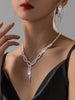 A Set Claw Chain Necklace Exaggerated Necklace Set Two-piece Water Drop Choker Dinner Bridal Accessories Female Women Jewelry Set