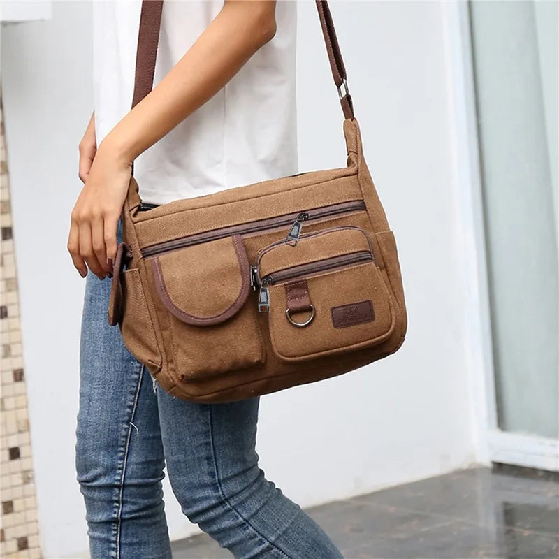 Canvas Messenger Bag For Men Water Resistant Waxed Crossbody Bags Briefcase Padded Shoulder Bag Handbag Hot Sell Newest