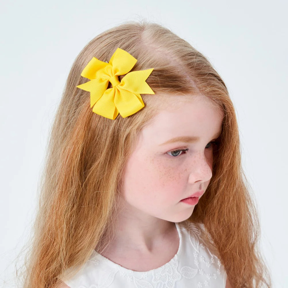 24Pcs/Set Solid Hair Bows Hair Clips Barrettes Headwear Colorful Cute Hairpins Boutique Bowknot Headwear  Kids Hair Accessories