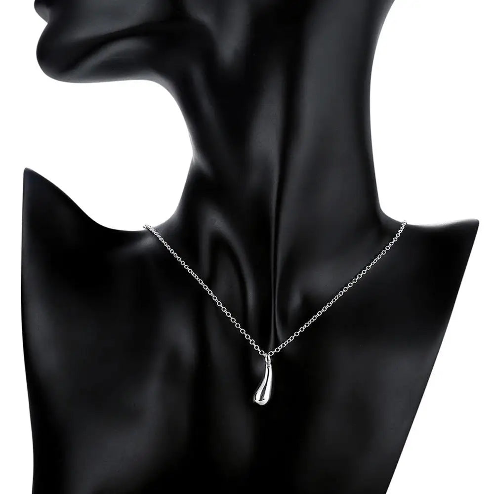 Hot Pretty 925 Sterling Silver Water drop Pendant bangle Bracelet necklace earring ring for women Fashion Party Gift Jewelry set