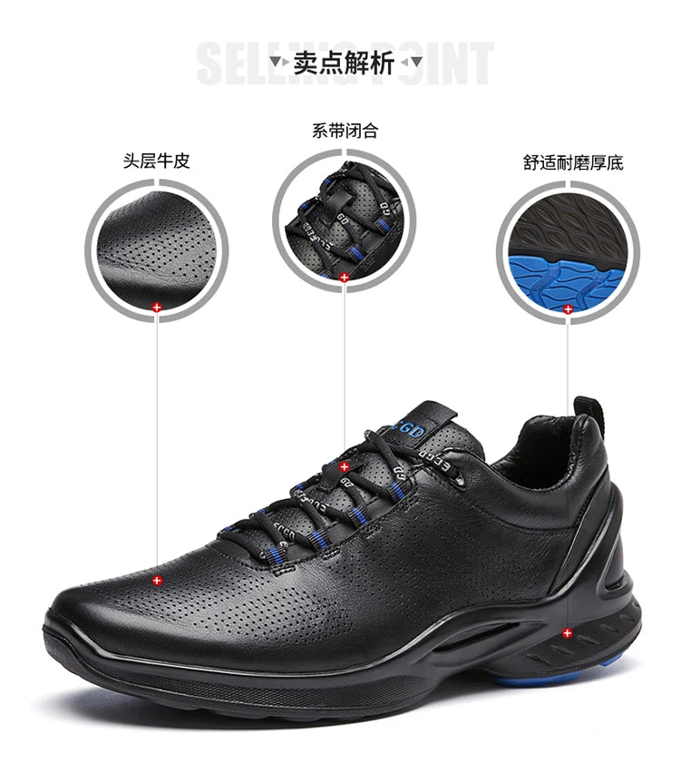 Fashion Golf Shoes for Men Breathable Golf Training Shoes Comfortable Genuine Leather Casual Sneakers Low Top Golfer Footwear