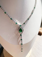 Load image into Gallery viewer, HOYON Women's Necklace s925 Silver Luxury Diamond Crystal Jadeite Premium Wedding Party Jewelry Gift Long Earring Necklace Set
