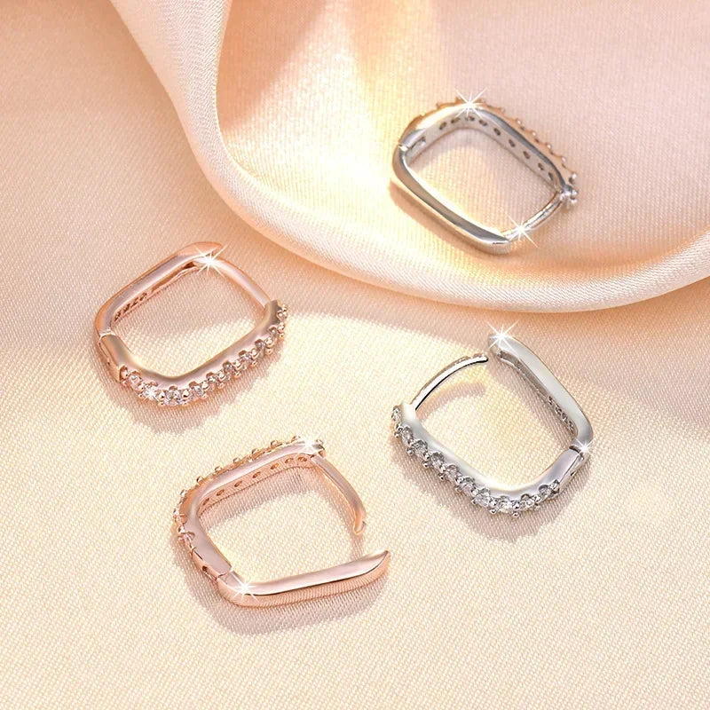 High-quality Silver Plated Crystal Fashion Circle Hoop Earrings for Woman Wedding Party Gift Street Versatile Jewelry Gifts